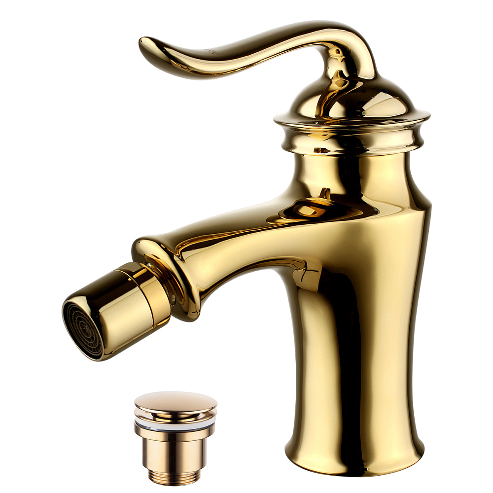 картинка Смеситель Brava для биде, донный клапан, клик-клак, золото LM4708G Lemark 