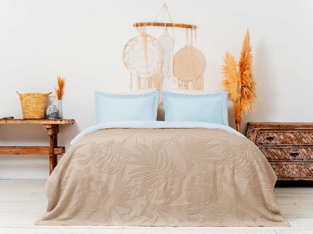 картинка Покрывало Arya махровое 160*220 Botanical Garden светло-бежевый 