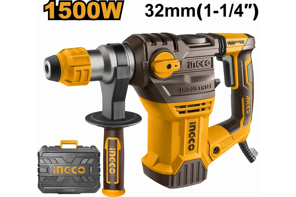 картинка Перфоратор SDS-plus 1500Вт 850об/м 5,5Дж INGCO RH150028 