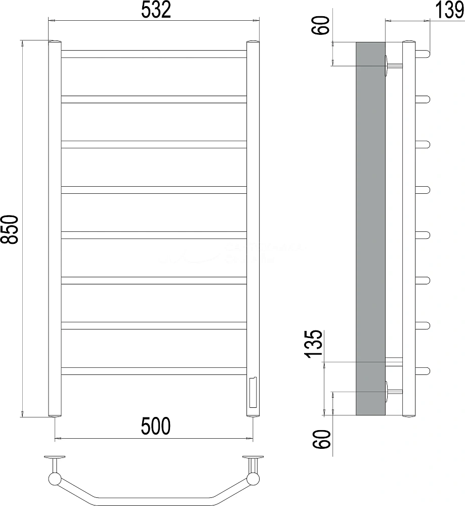 картинка Полотенцесушитель Terminus Виктория П8 500*850 Quick touch 