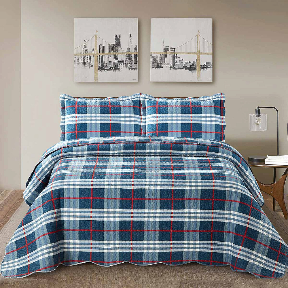 картинка Покрывало Arya печатное 180*240 Ecose белый, синий 