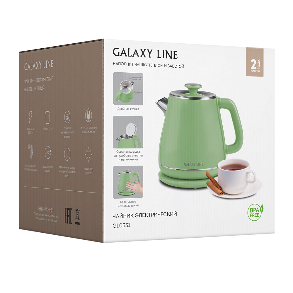 картинка Чайник электрический Galaxy Line GL 0331 зеленый 7010103316 
