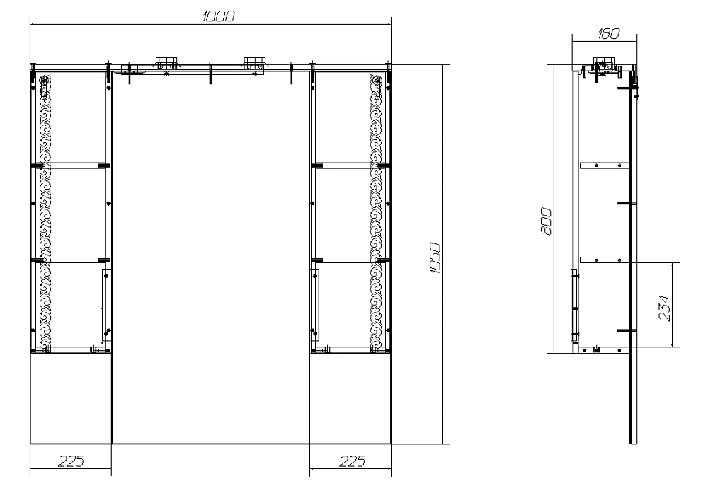 картинка Тумба Каролина 100 Хром+ RAL 9003, патина серебро ум. Эльбрус 100 Даниэла-Аква 