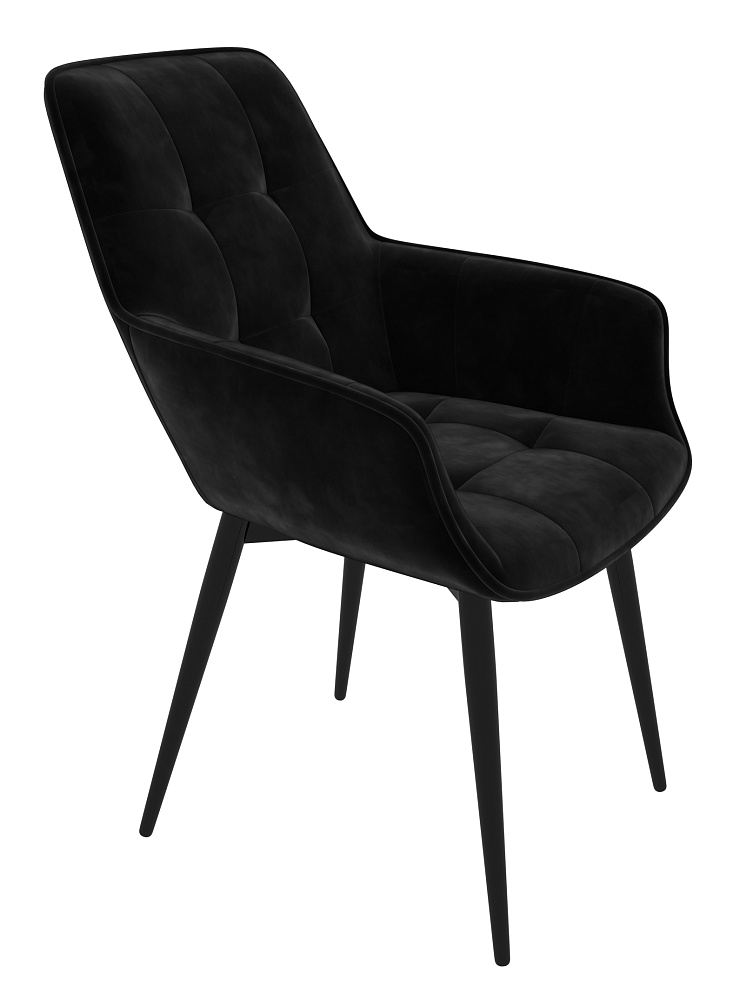 картинка Стул Тосно черный сиденье ткань бархат серый 