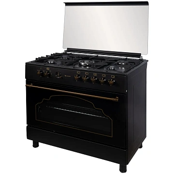 картинка Плита кухонная газо-электрическая Axeldorf FG-091-2 Retro Black  являющийся официальным дистрибьютором в России 