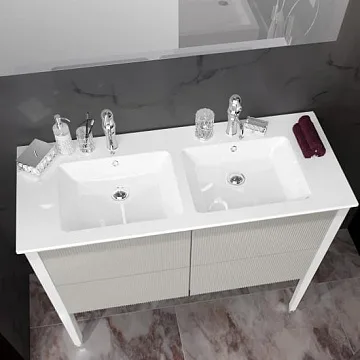 картинка Мебель 120 Rubino раковина+зеркало,белый/золото Cresta  являющийся официальным дистрибьютором в России 