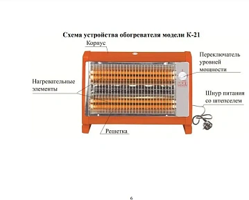 картинка Обогреватель кварцевый К21 2000Вт  являющийся официальным дистрибьютором в России 