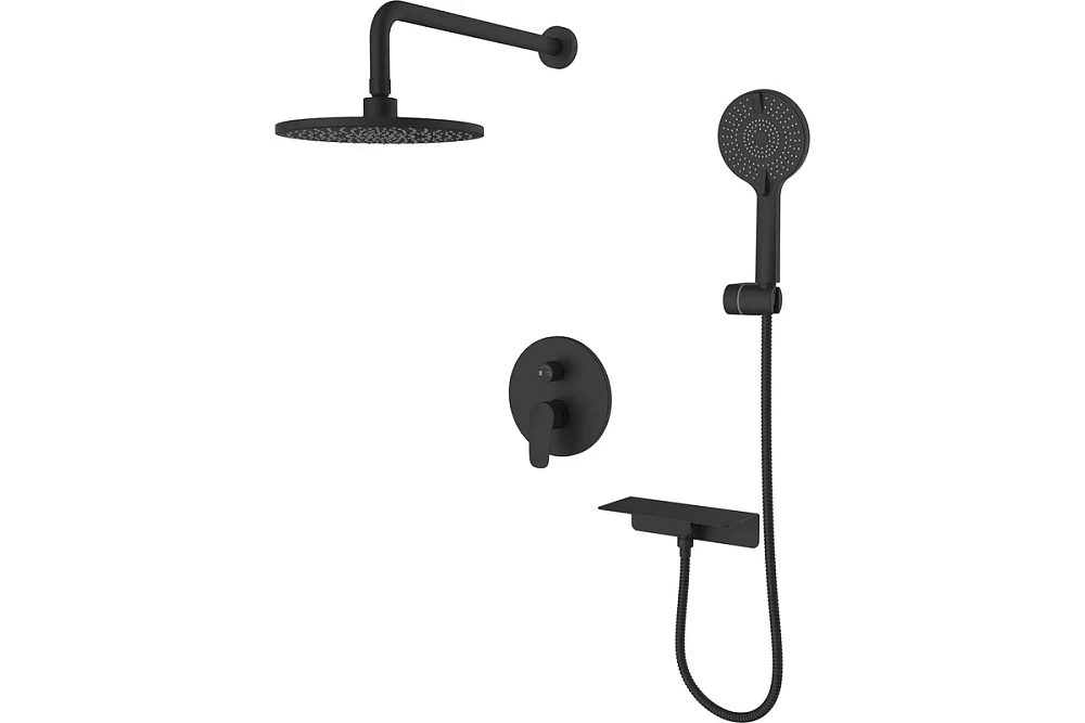 картинка Душевая система Rora скрытого монтажа черный матовый RORBL02M67 Milardo 