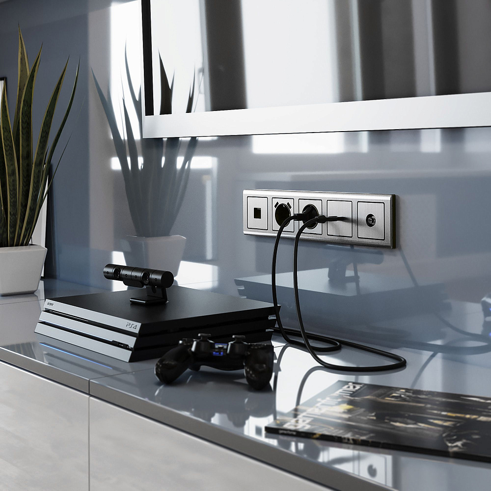 картинка Рамка на 5 поста глянцевый никель Metallic WL02 030790 