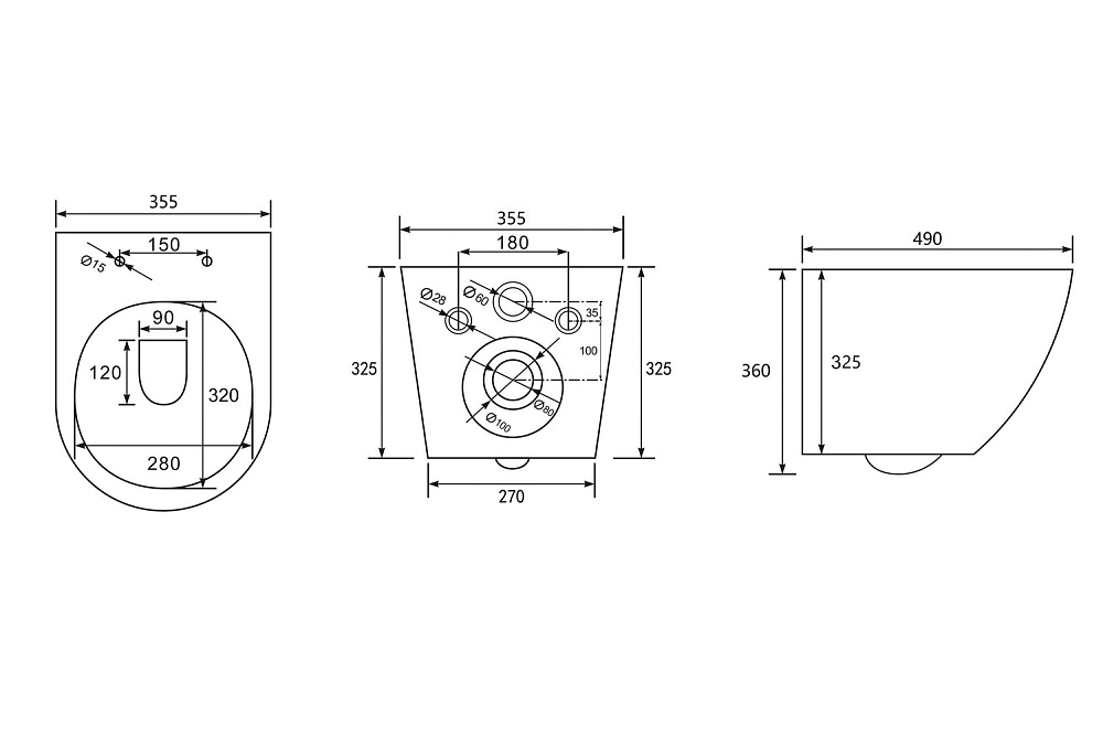 картинка Унитаз Bequem подвесной черный матовый безободковый AC1100MB Abber 