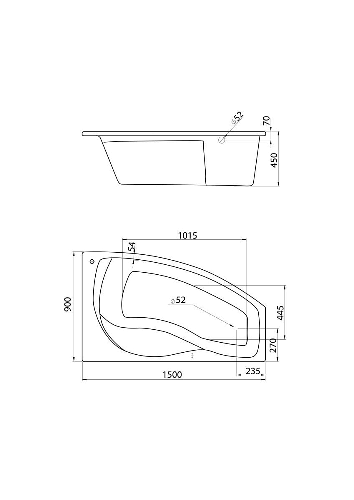 картинка Ванна акриловая Майорка 150*90 L Santek 