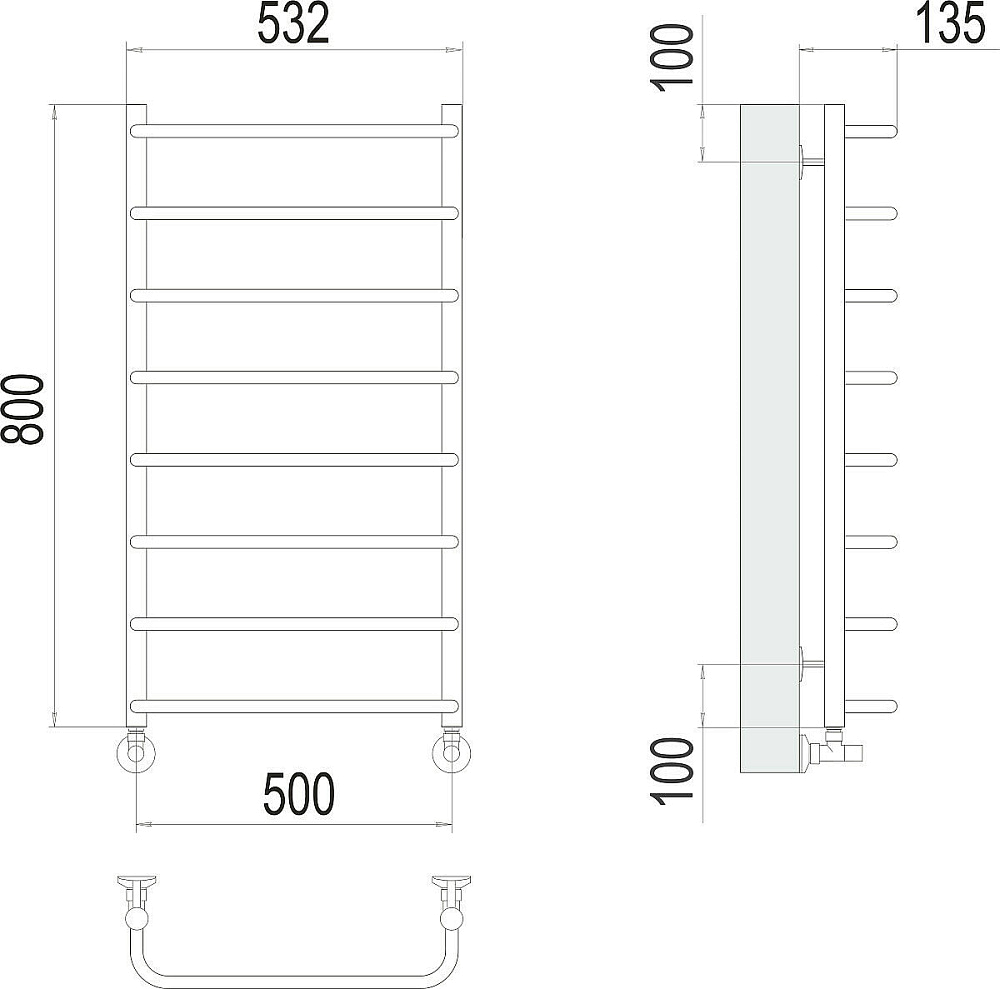 картинка Полотенцесушитель Terminus Стандарт П8 500*800 