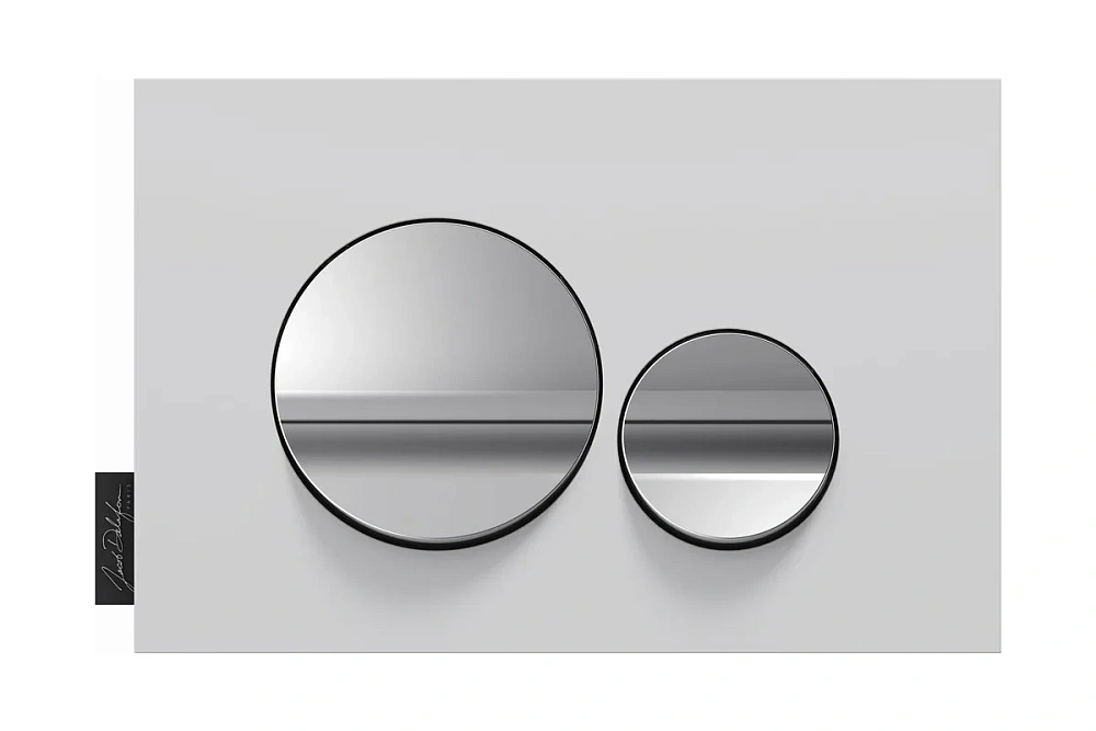 картинка Панель смыва круглый дизайн мат белый и глянец хром E20859-CP-MWH Jacob Delafon 