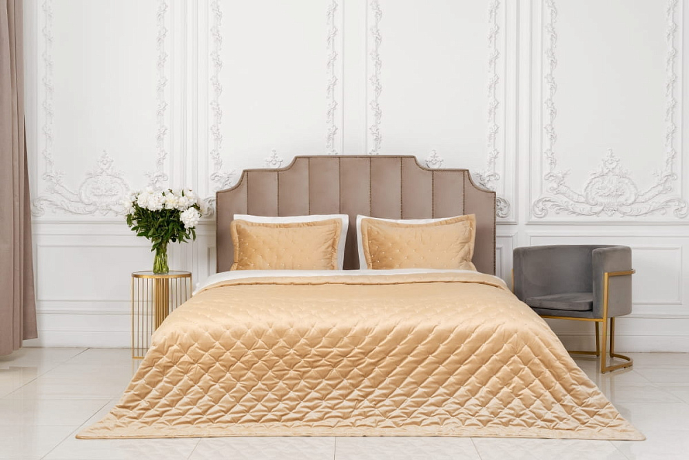 картинка Покрывало Arya Бархат 250*260 - 2(50*70+5) Ansel золотистый 