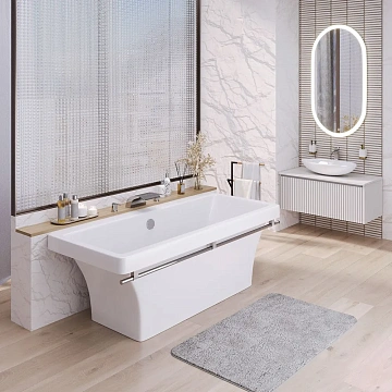картинка Ванна Crete Nova Gel 179*79*63,5 белая хром полотенцедержатель AQUA DE MARCO 