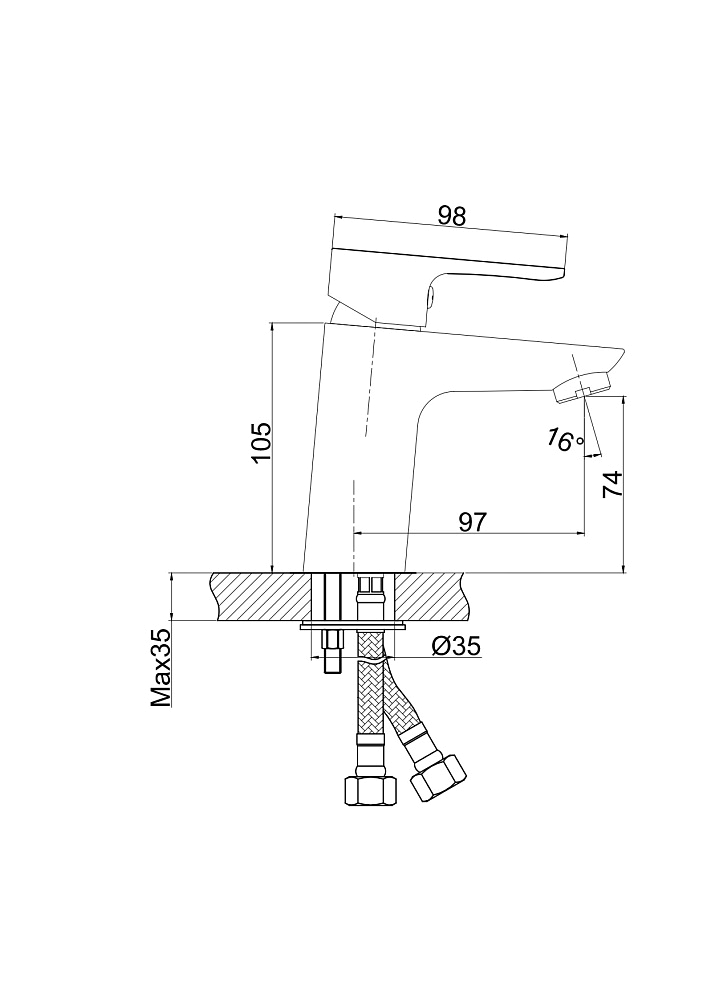 картинка Смеситель для раковины Cersania однорычажный сливной гарн. 63030 Cersanit 