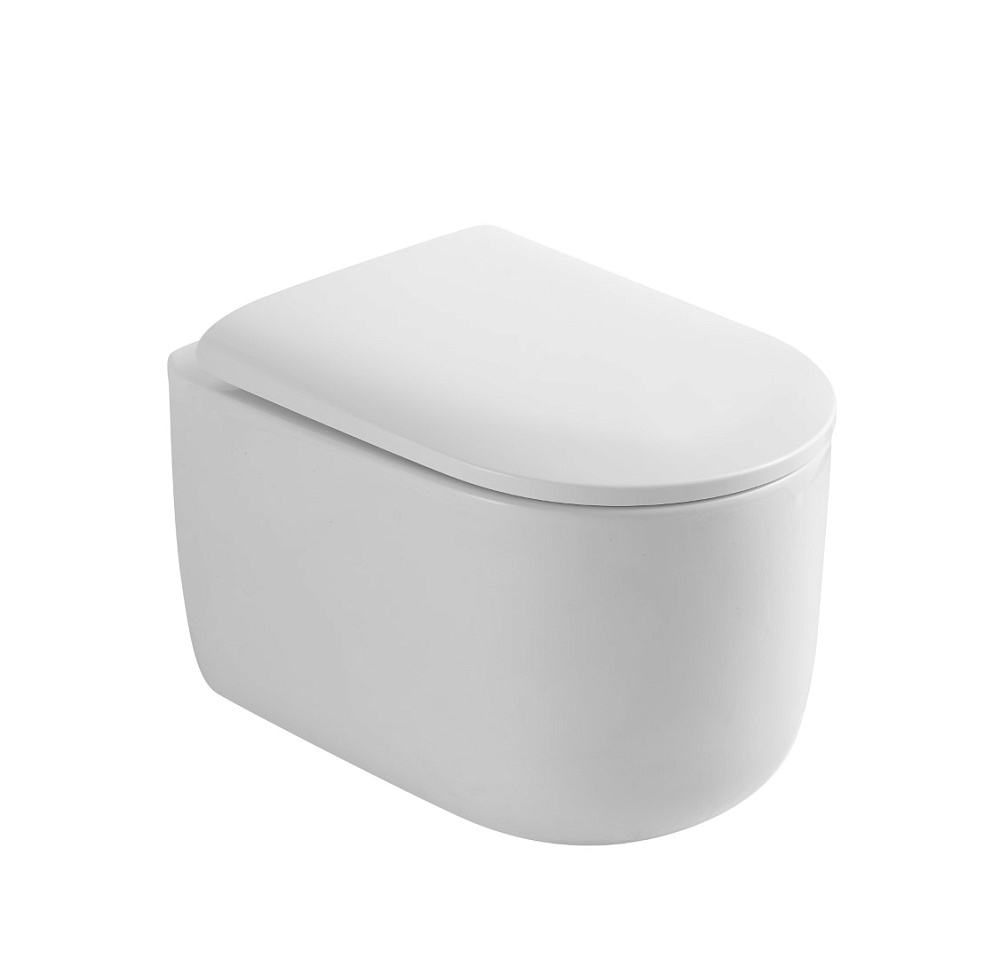 картинка Унитаз подвесной Flow белый глянец с крышкой 969-SET-W Boheme 