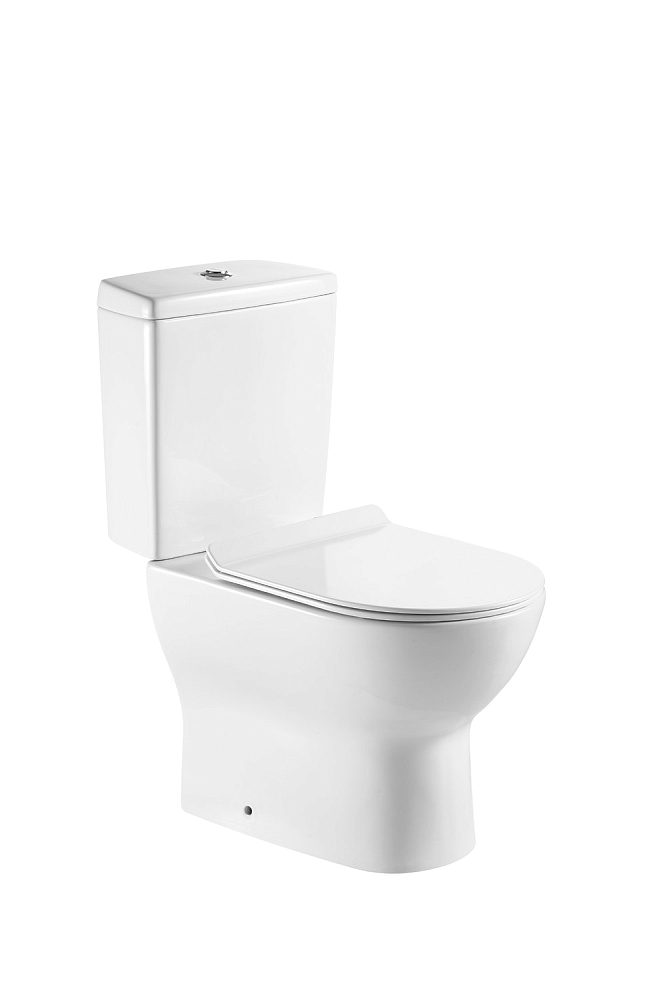 картинка Унитаз-компакт А080, сиденье тонкое ДП, крепление, арматура, горизонтальный выпуск Eva Gold 