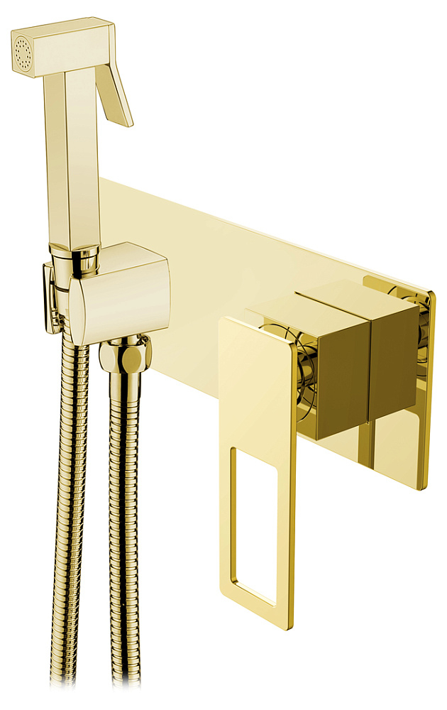 картинка Лейка гигиеническая Q со смесителем Gold gold 147-GG Boheme 