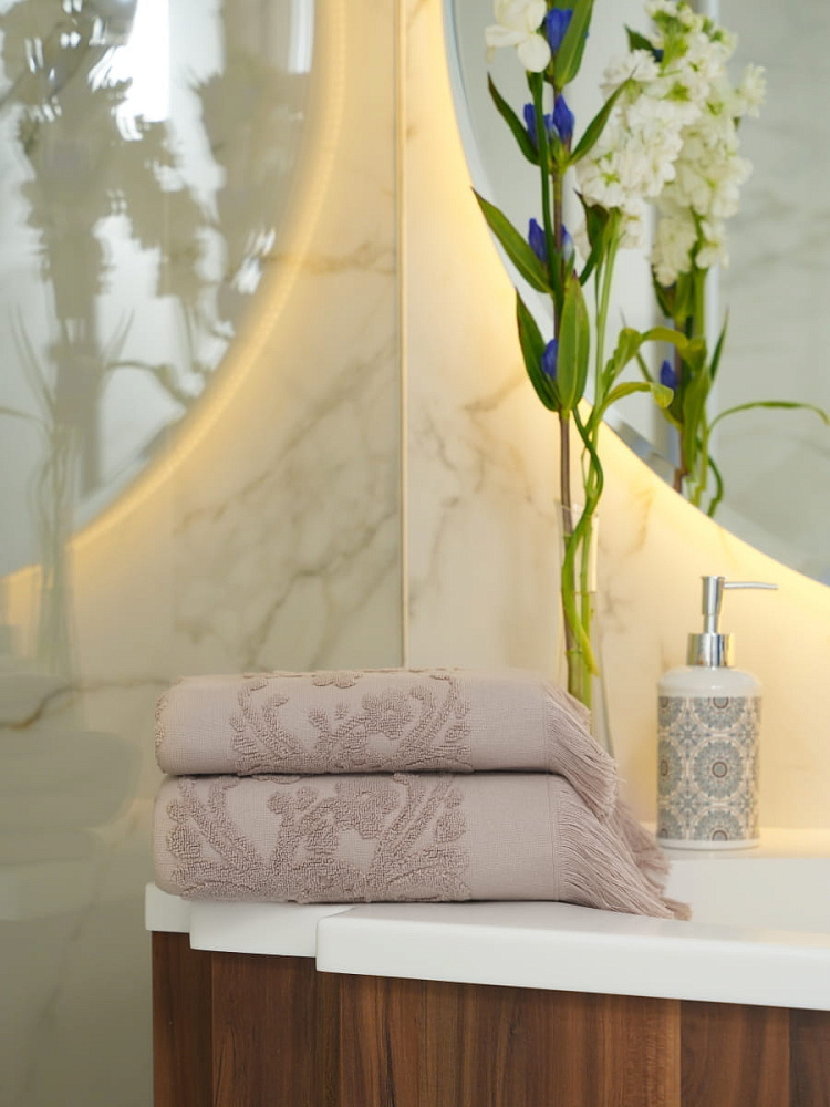 картинка Полотенце Arya с бахромой 70*140 Isabel Soft бежевый 