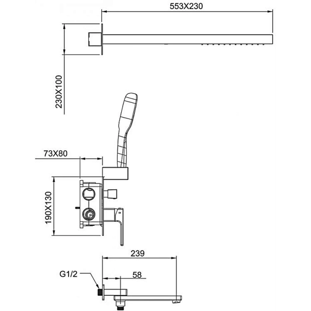 картинка Смеситель для душа скрытого монтажа Gappo 7117-73 