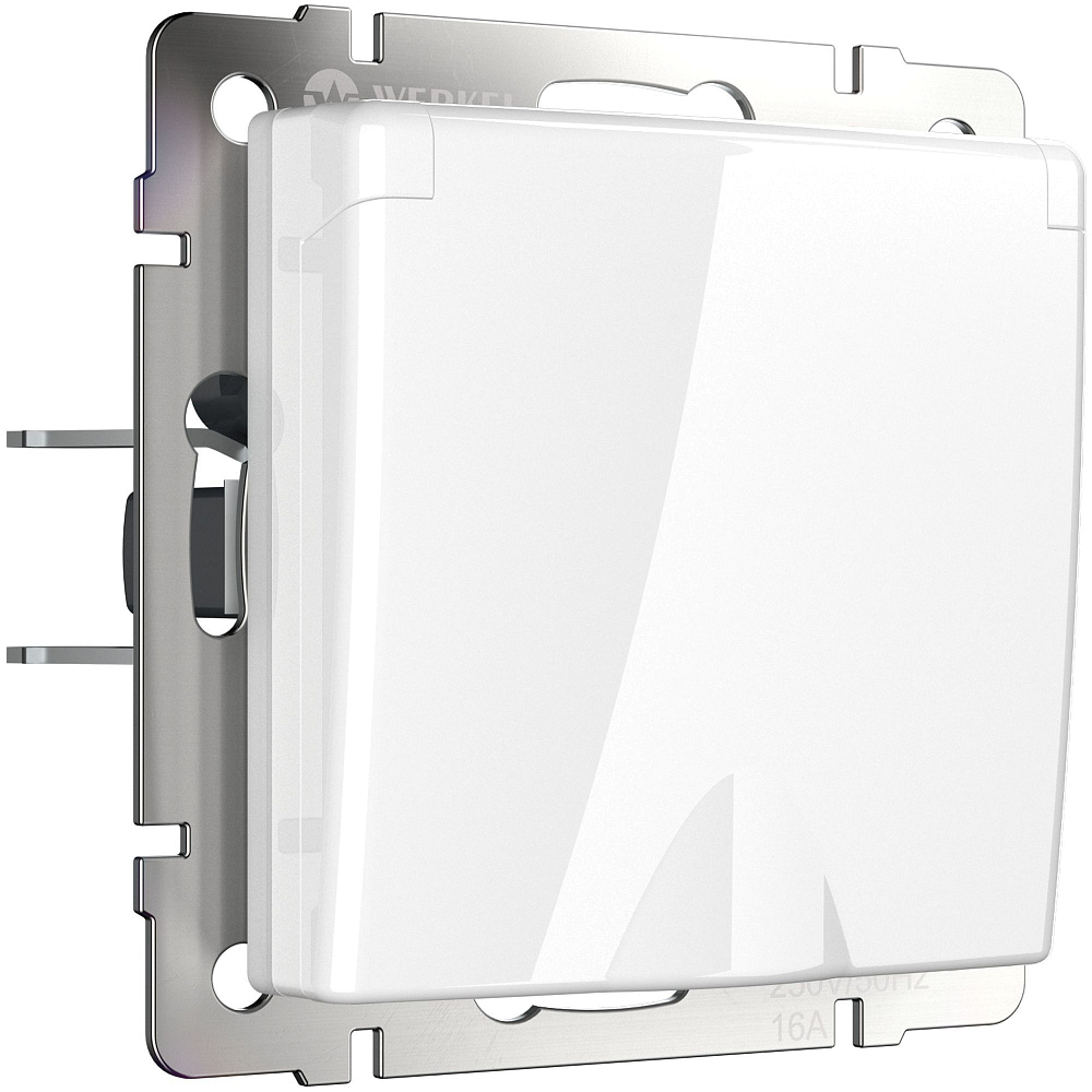 картинка Розетка влагозащищенный с/з с защитной крышкой белая WL01-SKGSC-01-IP44 