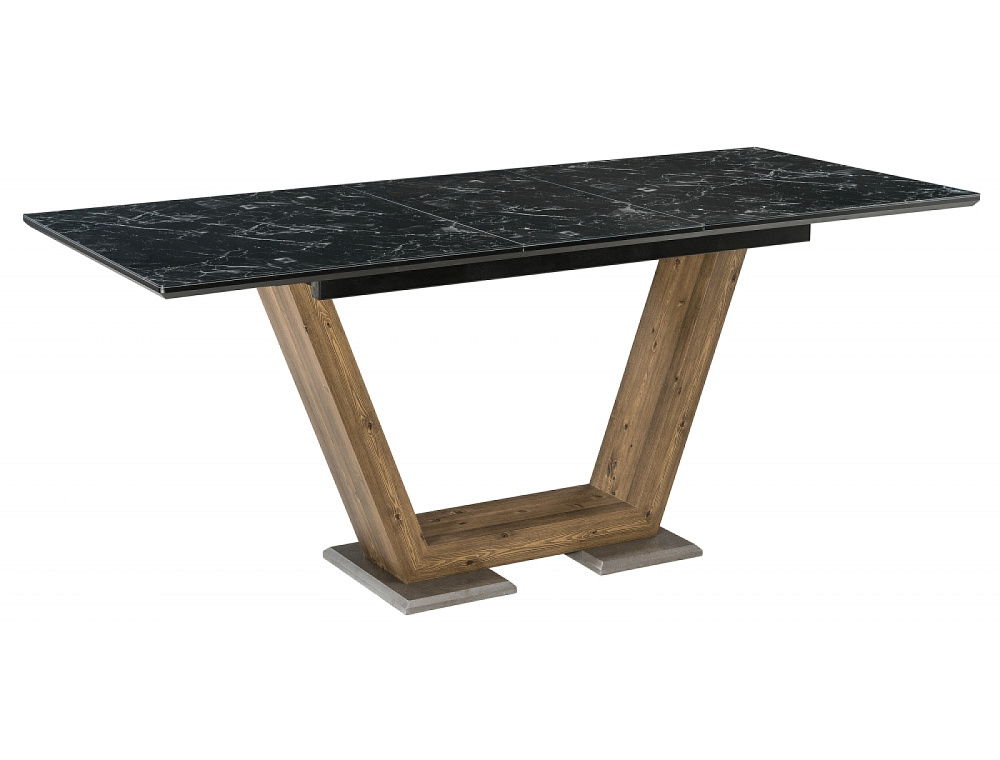 картинка Стол Иматра/Виктория 140(180)*80 мрамор черный/черная шагрень CS457 