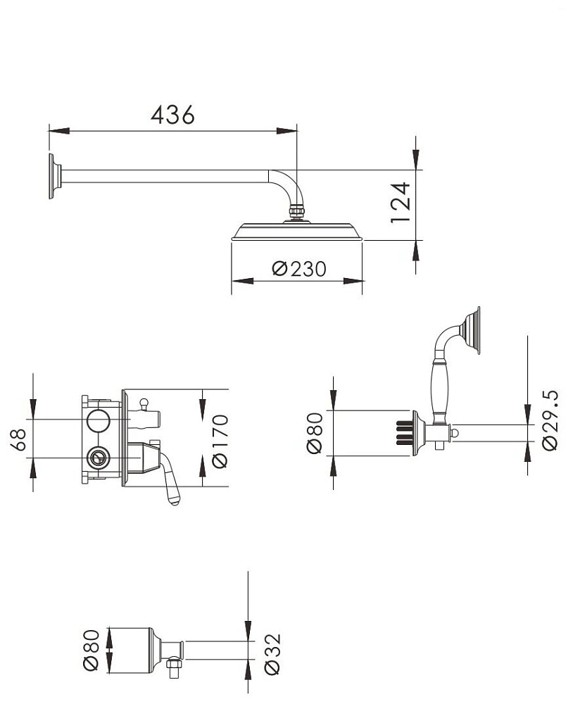 картинка Встроенный настенный душ 0235Q Rose 