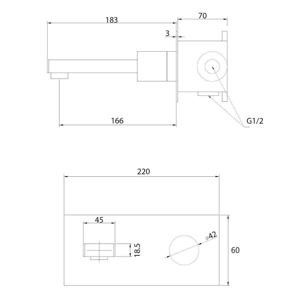 картинка Смеситель Rund для раковины скрытого монтажа, черный матовый AF8712B Abber 