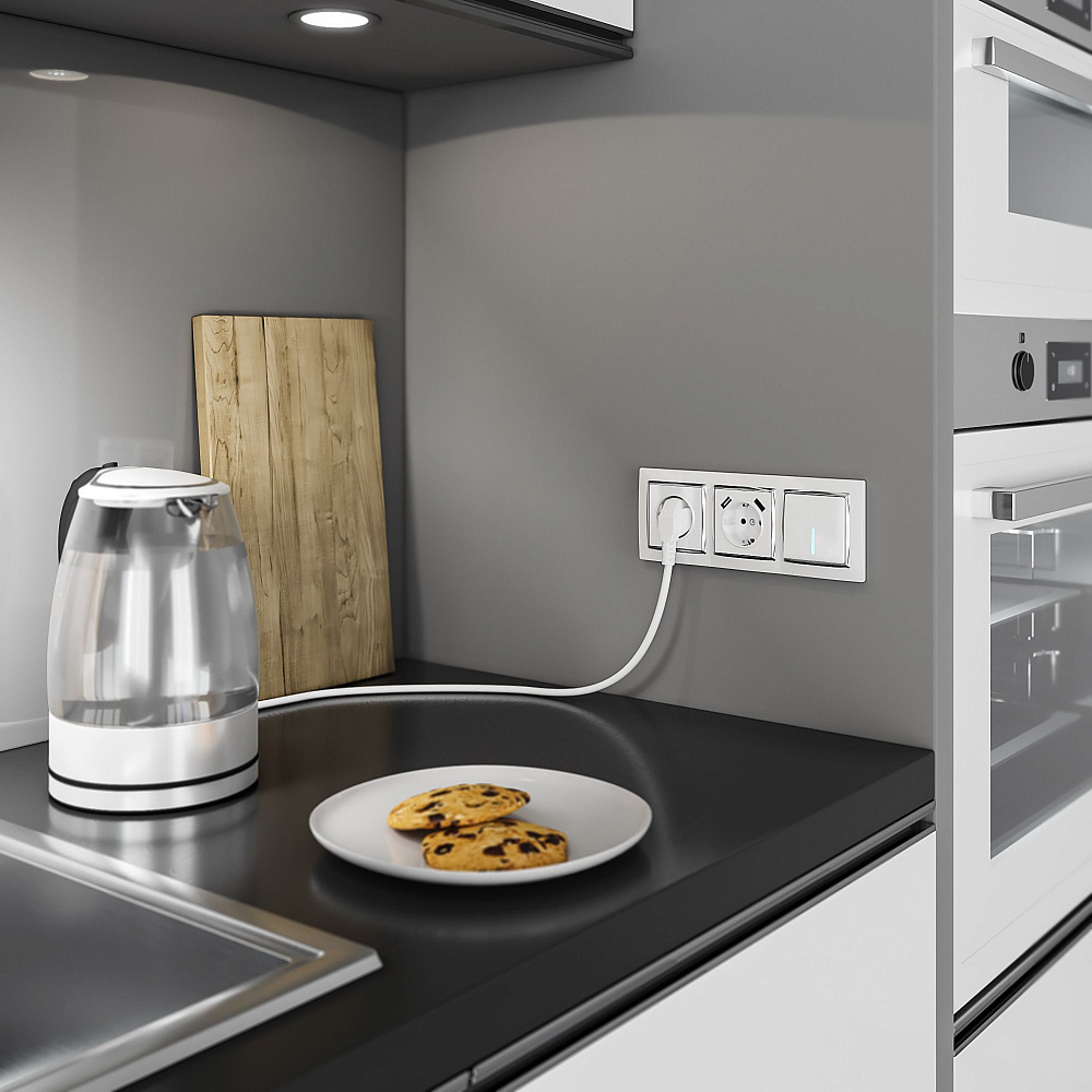 картинка Выключатель одноклавишный с подсветкой белый WL01-SW-1Gled W1110101 Werkel 030766 051110 