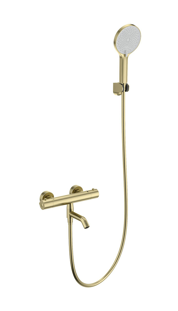 картинка Смеситель для ванны WW-B2065-A1-BG с душем и термостатом брашированное золото Wonzon & Woghand 