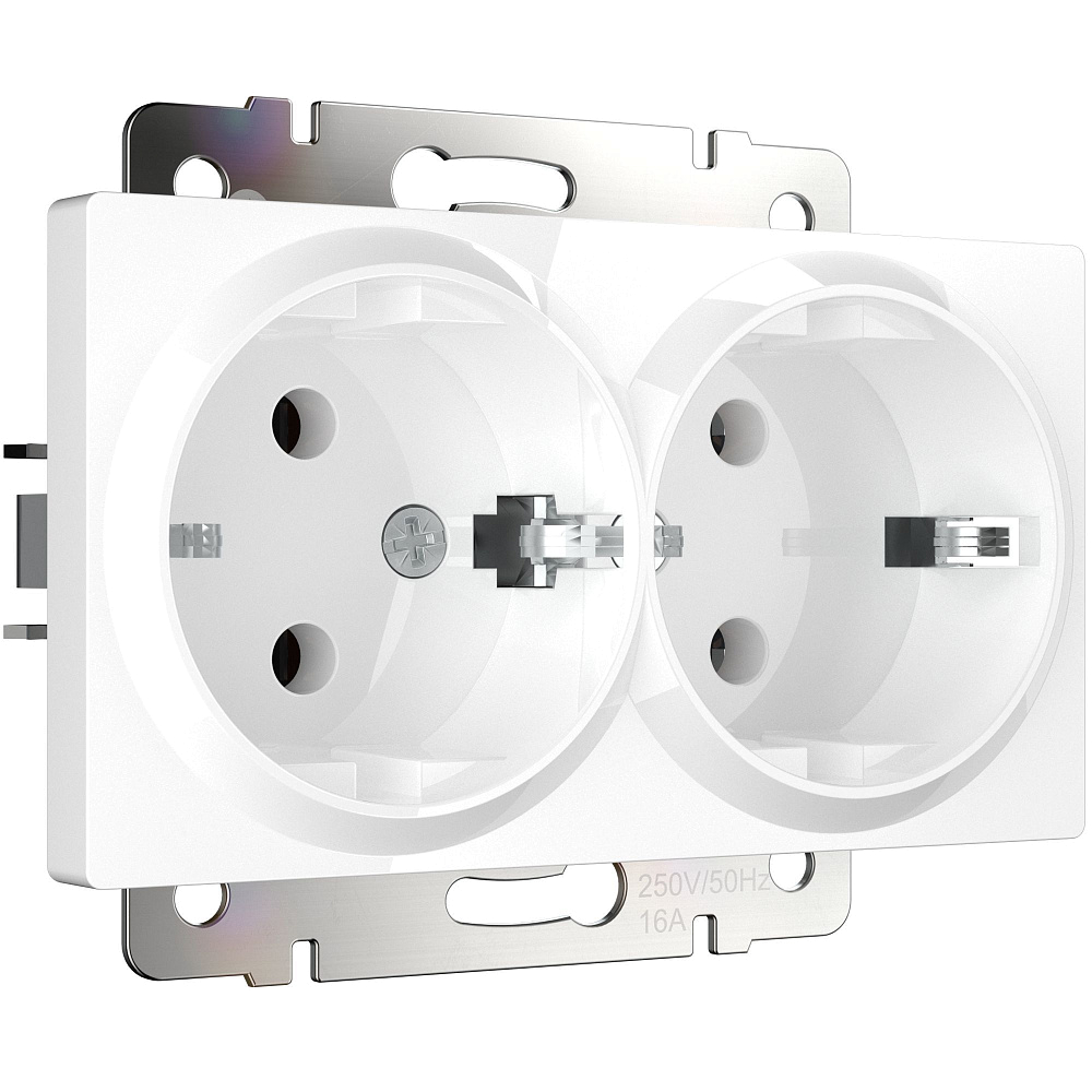 картинка Розетка двойная с заземлением белая W1172001 Werkel 051129 