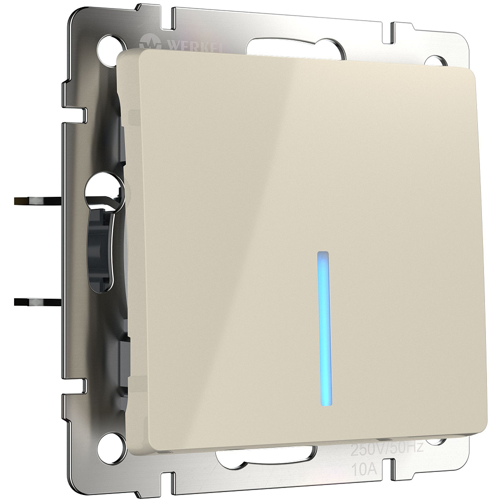 картинка Выключатель одноклавишный с подсветкой слоновая кость WL03-SW-1G-LED-iv W1110103 030805 051481 