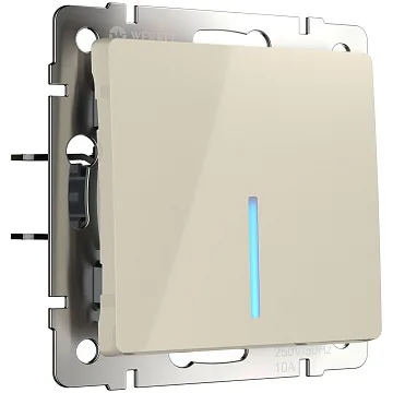 картинка Выключатель одноклавишный с подсветкой слоновая кость WL03-SW-1G-LED-iv W1110103 030805 051481  являющийся официальным дистрибьютором в России 