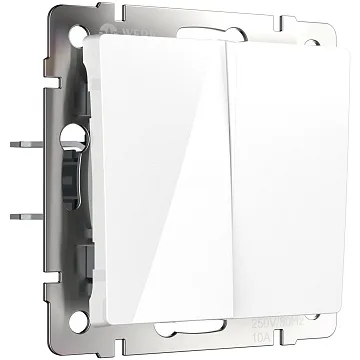 картинка Выключатель двухклавишный белый WL01-SW-2G W1120001 028645 051135  являющийся официальным дистрибьютором в России 