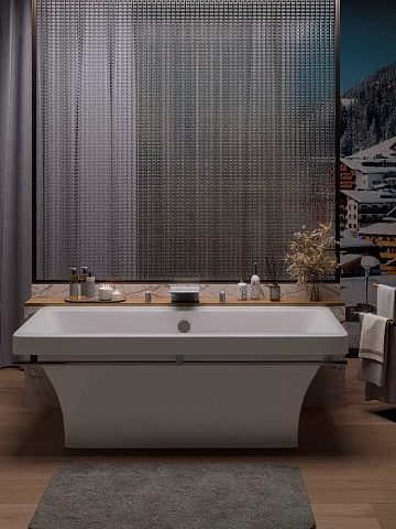 картинка Ванна Crete Nova Gel 179*79*63,5 белая черный полотенцедержатель AQUA DE MARCO 