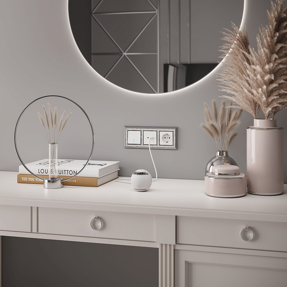 картинка Выключатель одноклавишный с подсветкой белый WL01-SW-1Gled W1110101 Werkel 030766 051110 