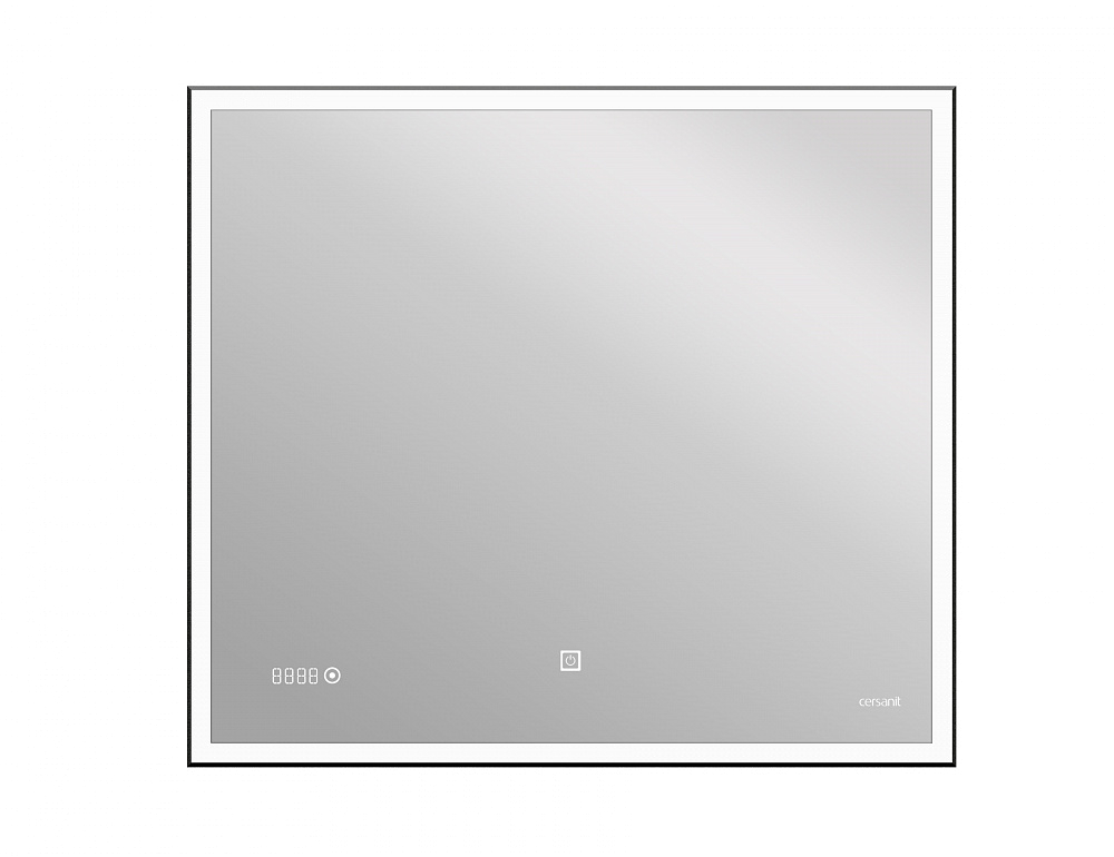картинка Зеркало Led 011 design 100*80 с подсветкой часы металл.рамка прямоугольное Cersanit 