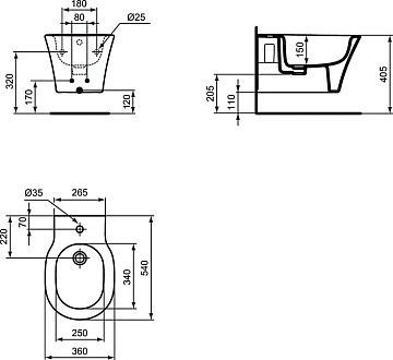 картинка Подвесной Биде E026601 CONNECT AIR IdeaL Standart  являющийся официальным дистрибьютором в России 
