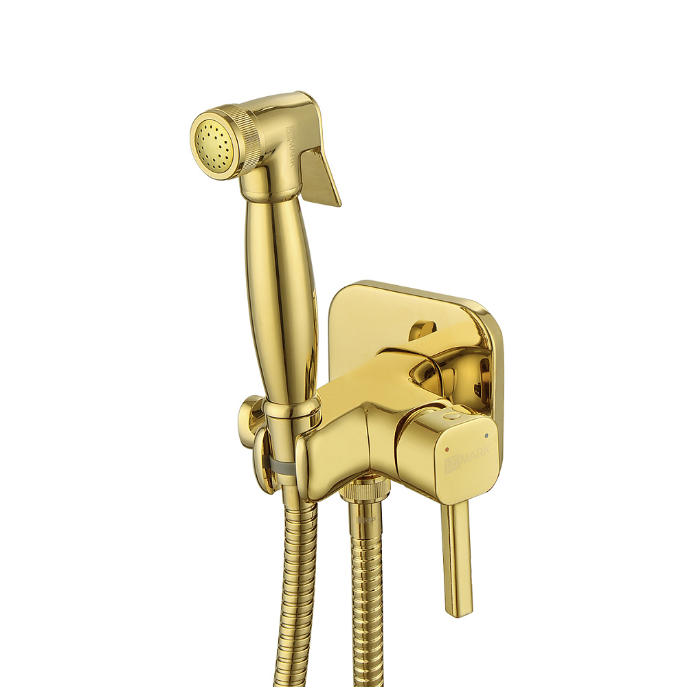 картинка Смеситель встраиваемый с гигиеническим душем золото Lemark LM7165G 