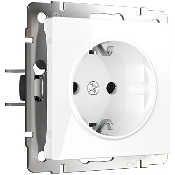 картинка Розетка с заземлением белая Werkel W1171001 051127  являющийся официальным дистрибьютором в России 