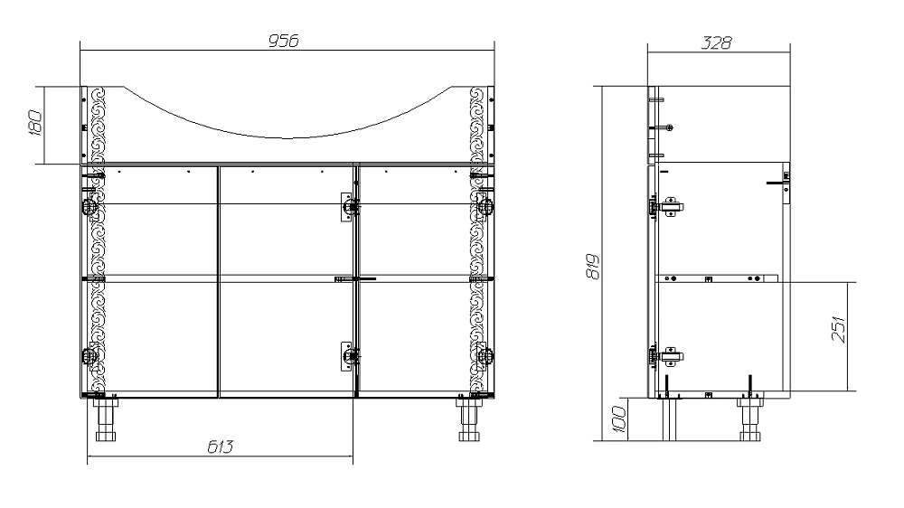 картинка Тумба Каролина 100 Хром+ RAL 9003, патина серебро ум. Эльбрус 100 Даниэла-Аква 