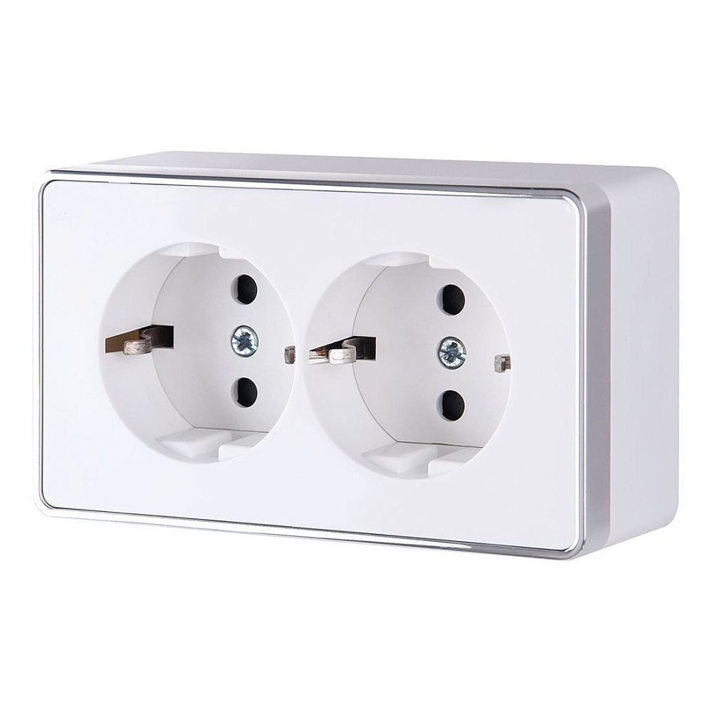 картинка Розетка двойная с заземлением белая Gallant W5072101 Werkel 051590 