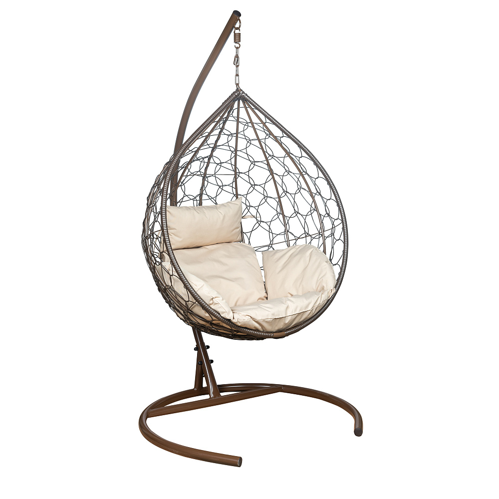 картинка Кресло подвесное Leset Эва (каркас коричневый, подушка бежевая) 