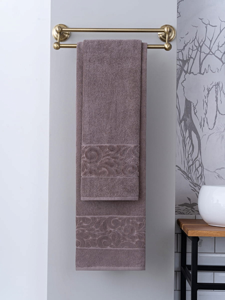 картинка Полотенце Arya бархат 70*140 Liber темно-бежевый 