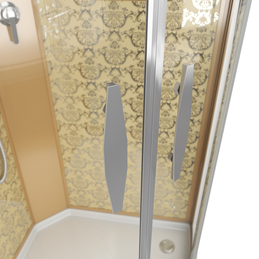 картинка Душ.кабина NG-7715GBK 900*900*2100 низ поддон золото без крышки 4 мест Lux/Niagara 