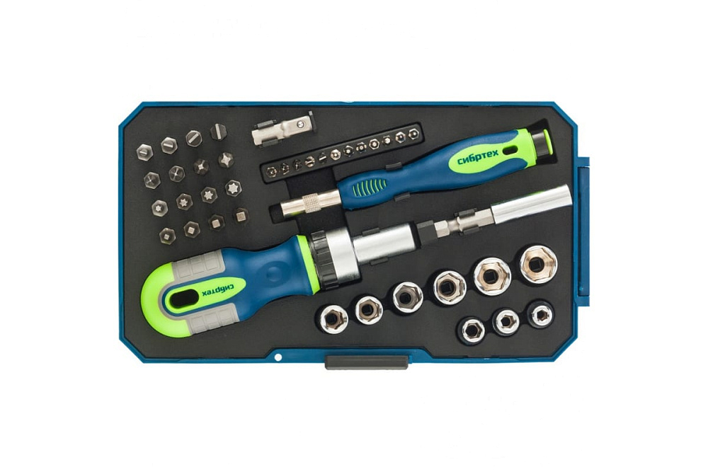 картинка Отвертка реверсивная с набором бит Сибртех 41шт 13338 