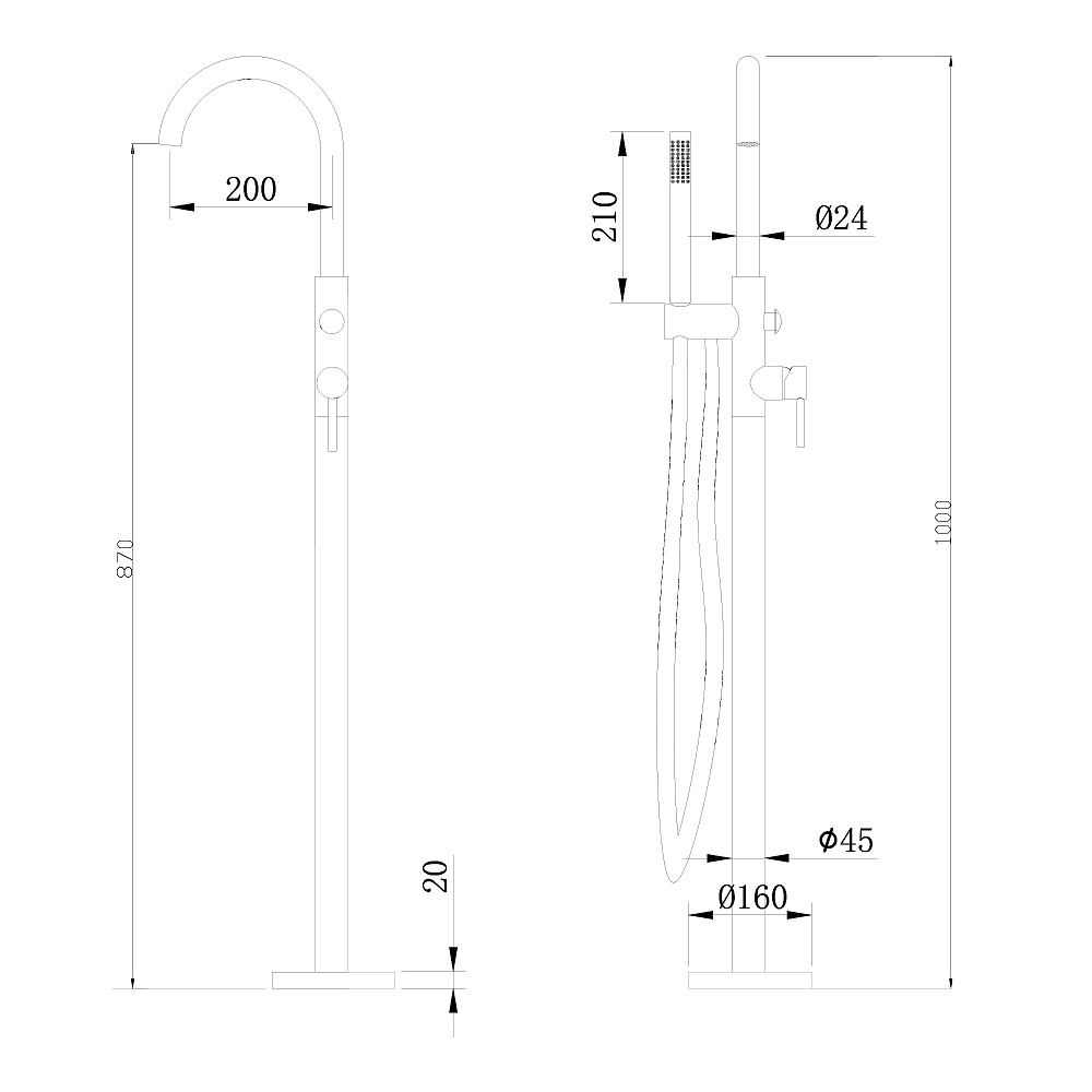 картинка Смеситель Wasser Kreis для ванны напольный, хром AF8115 Abber 