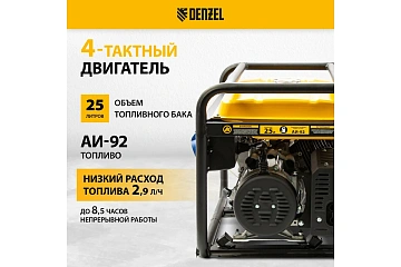 картинка Генератор бензиновый Denzel GE 7900Е 6,5кВт 25л 94638 