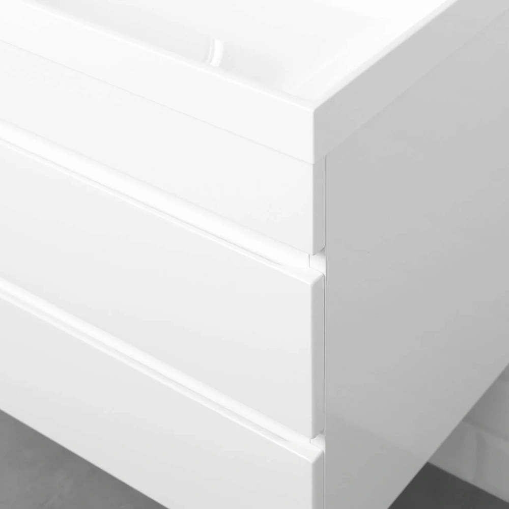 картинка Тумба Адриана 100 подвесная белый глянец с раковиной Classic 100 Даниэла-Аква 